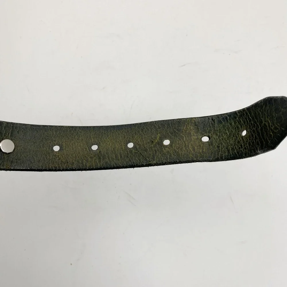 Tooled Leather Celtic Dog Medallion Dog Collar Tan‎ Green Silver